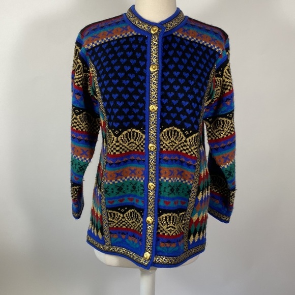 Vrikke Wool Metallic Nordic Cardigan XS #202 - Picture 1 of 13